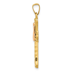 14k Two-Tone Claddagh Cross Pendant