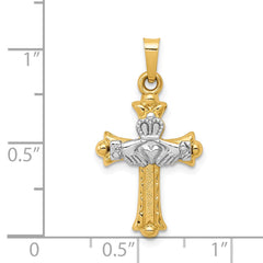 14k Two-tone Claddagh Cross Pendant - 2