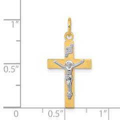 14k Two-tone INRI Crucifix Pendant - 6