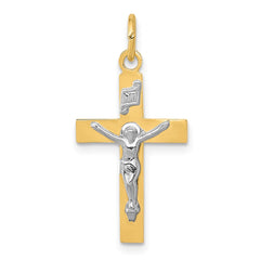 14k Two-tone INRI Crucifix Pendant - 6