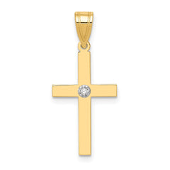 14k Polished .01ct. Diamond Cross Pendant
