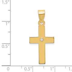 14k Polished .02ct. Diamond Cross Pendant - 3