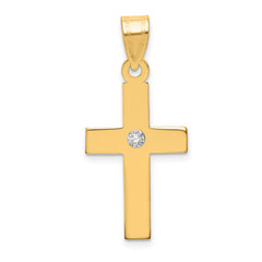 14k Polished .02ct. Diamond Cross Pendant - 3