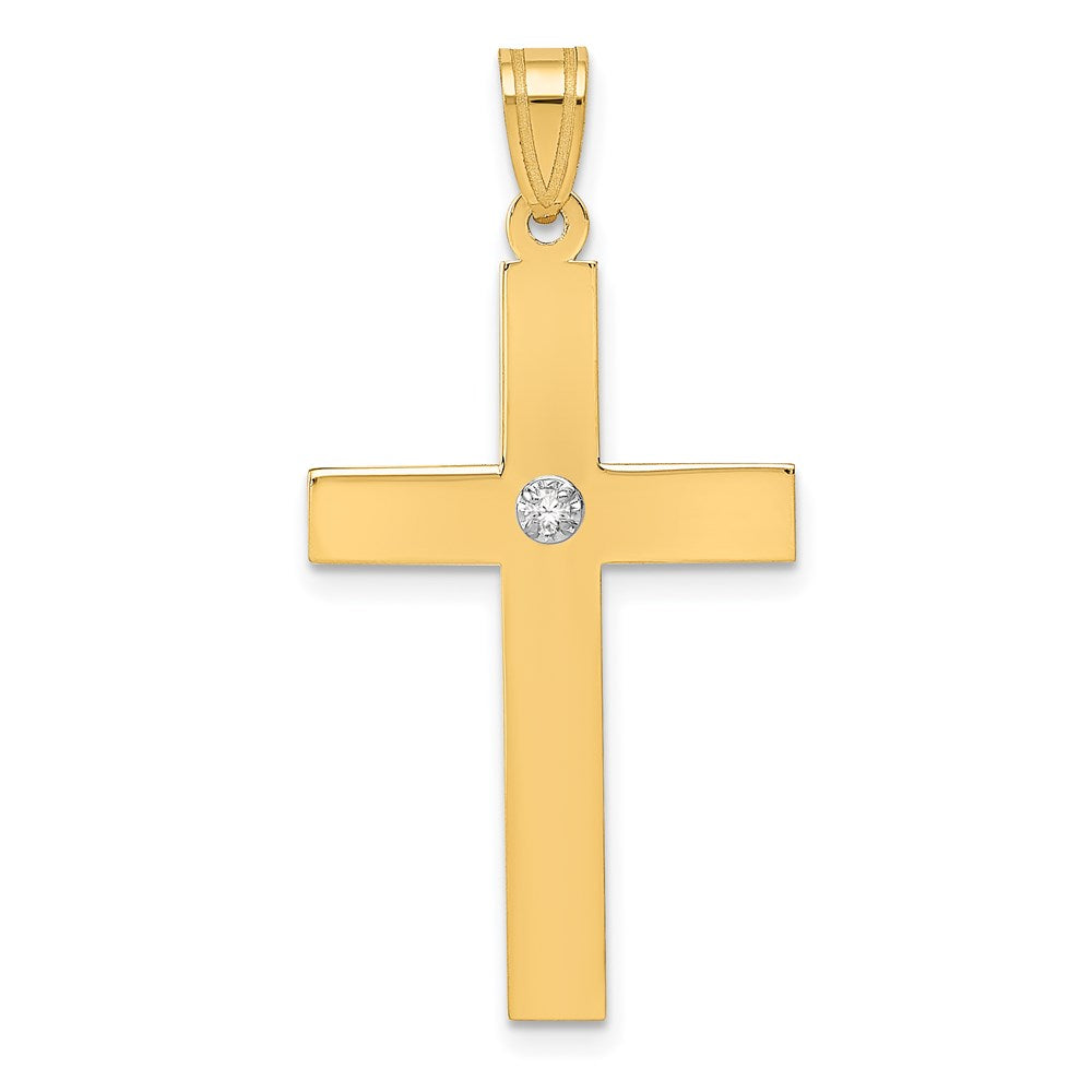 14k Polished .02ct. Diamond Cross Pendant - 2