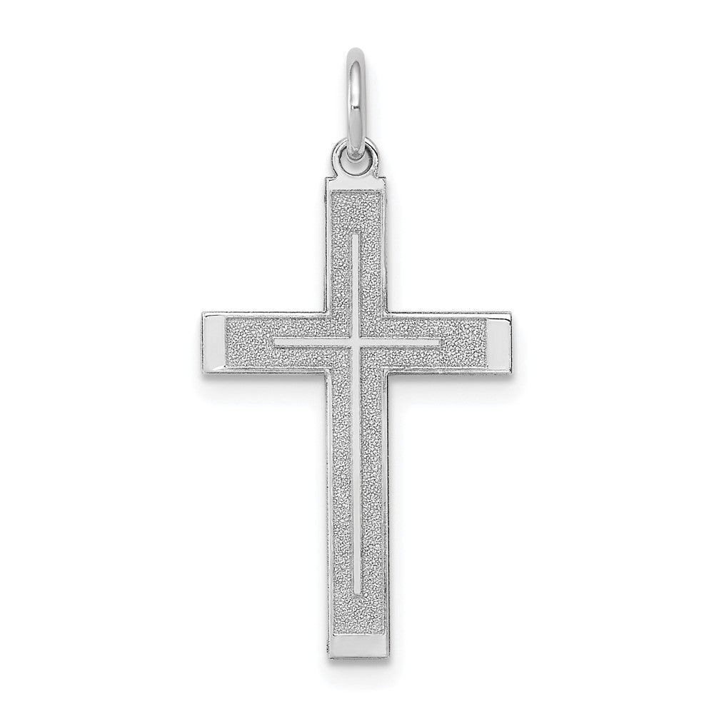 14K White Gold Laser Designed Cross Pendant - 6
