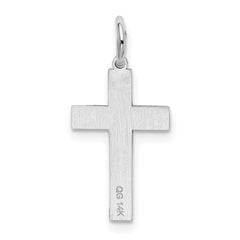 14K White Gold Laser Designed Cross Charm - 6