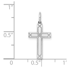 14K White Gold Laser Designed Cross Charm - 6