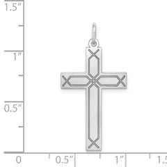 14K White Gold Laser Designed Cross Pendant - 7