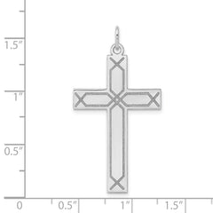 14K White Gold Laser Designed Cross Pendant - 2