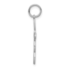 14K White Gold Loop w/Center Heart Cross Charm