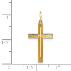 14K Laser Designed Cross Pendant - 10