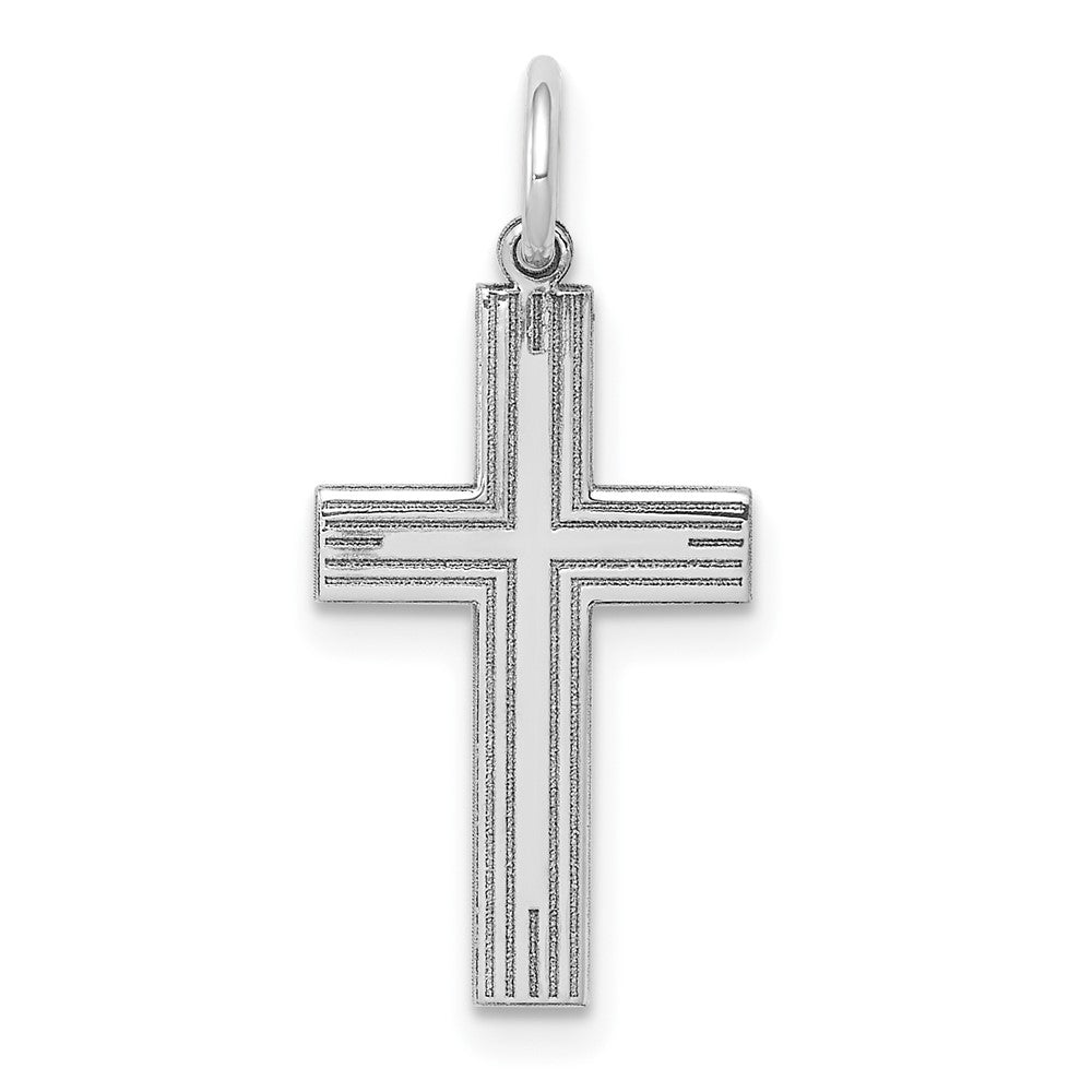 14K White Gold Laser Designed Cross Pendant - 3