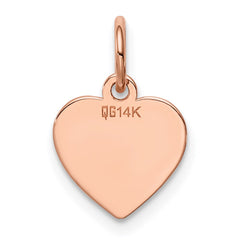 14k Rose Gold Plain .013 Gauge Engraveable Heart Disc Charm - 4