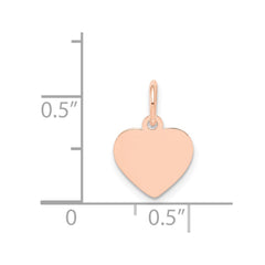 14k Rose Gold Plain .013 Gauge Engraveable Heart Disc Charm - 4