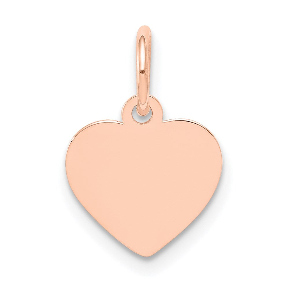 14k Rose Gold Plain .013 Gauge Engraveable Heart Disc Charm - 4