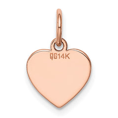 14k Rose Gold Plain .011 Gauge Engraveable Heart Disc Charm - 2
