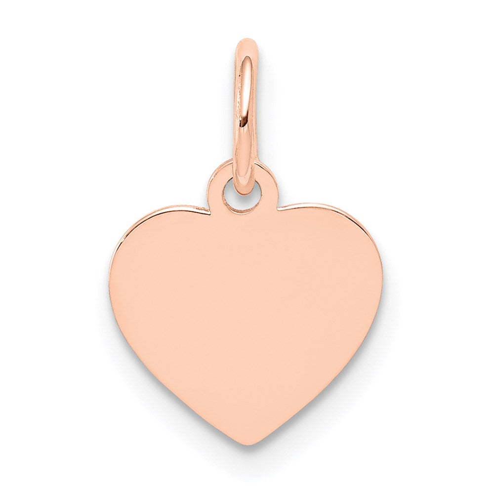 14k Rose Gold Plain .011 Gauge Engraveable Heart Disc Charm - 2