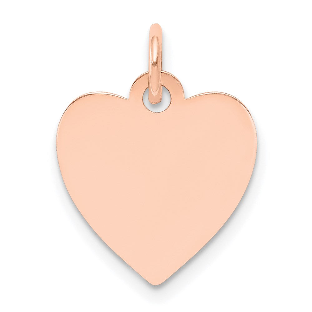 14k Rose Gold Plain .013 Gauge Engraveable Heart Disc Charm - 5
