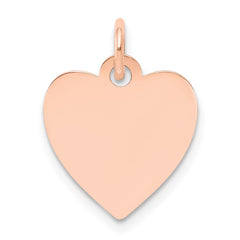 14k Rose Gold Plain .013 Gauge Engraveable Heart Disc Charm - 5