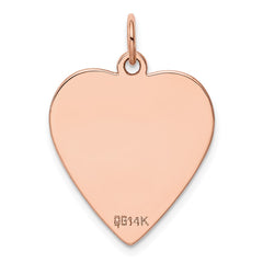 14k Rose Gold Plain .018 Gauge Engraveable Heart Disc Charm - 6