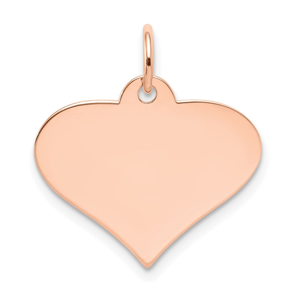 14k Rose Gold Plain .027 Gauge Engraveable Heart Disc Charm - 3