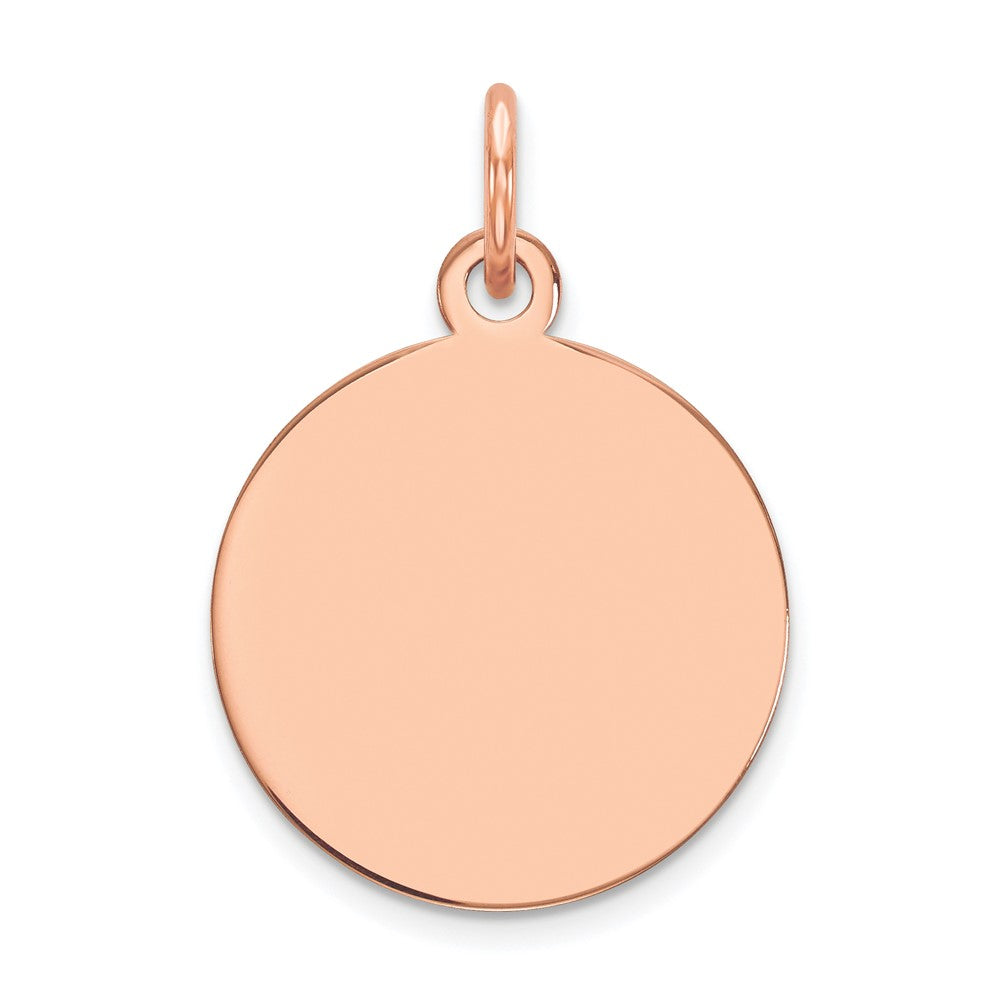 14k Rose Gold Plain .009 Gauge Circular Engravable Disc Charm - 2