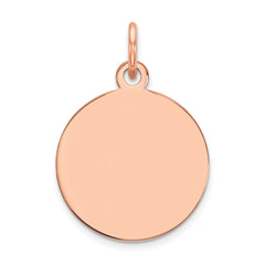 14k Rose Gold Plain .009 Gauge Circular Engravable Disc Charm - 2