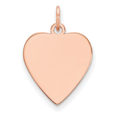 14k Rose Gold Plain .035 Gauge Heart Engravable Disc Charm