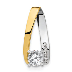 14k Two-tone Peg-Set AA Diamond Semi-Mount Slide Fits up to 4mm Regular/6mm Fancy or Reversible Omega