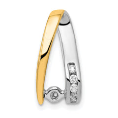 14k Two-tone Peg-Set A Diamond Semi-Mount Slide Fits up to 2mm Regular/6mm Fancy or Reversible Omega