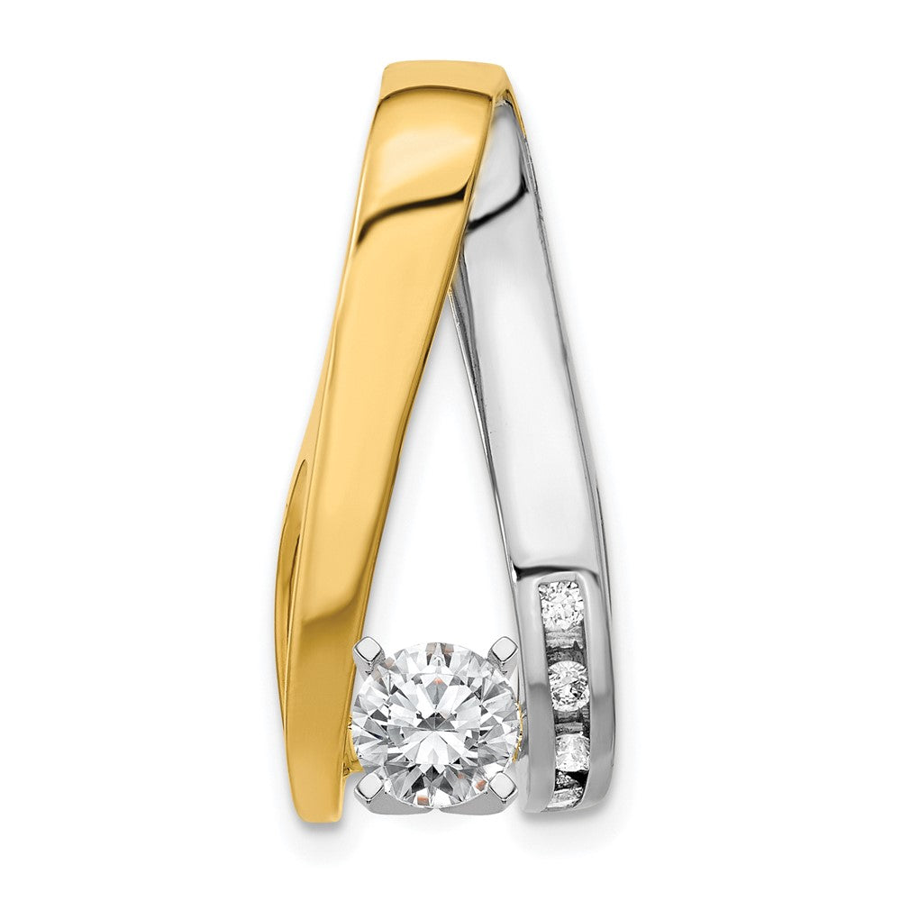 14k Two-tone Peg-Set A Diamond Semi-Mount Slide Fits up to 6mm Regular/8mm Fancy or Reversible Omega