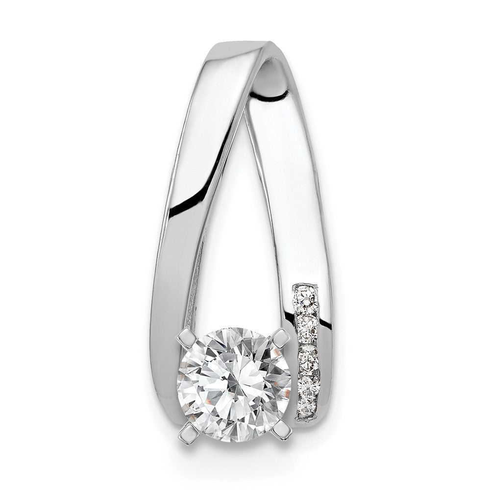 14k White Gold Peg-Set VS Diamond Semi-Mount Slide Fits up to 4mm Regular/6mm Fancy or Reversible Omega