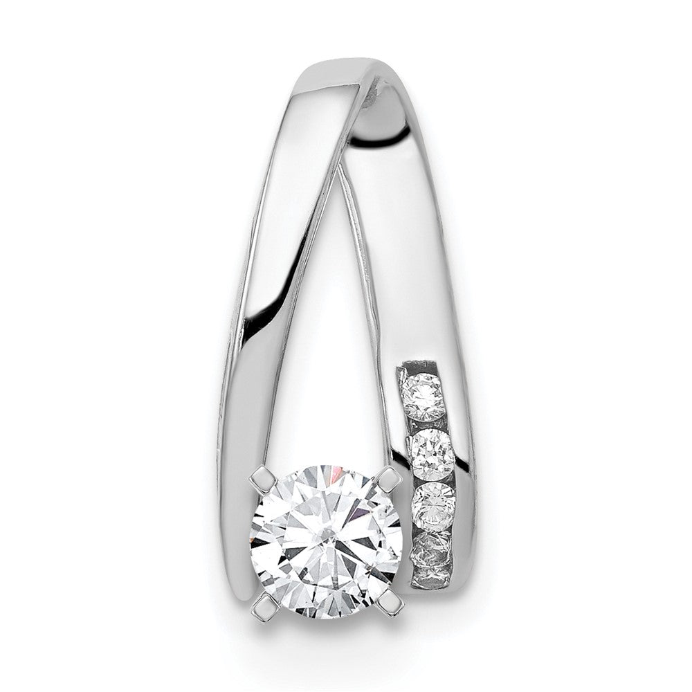 14k White Gold Peg-Set VS Diamond Semi-Mount Slide Fits up to 2mm Regular/6mm Fancy or Reversible Omega