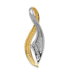 14k Two-Tone Complete 1/5 carat A Diamond Twisted Ribbon Slide Fits up to 6mm Regular/Fancy/Reversible Omega