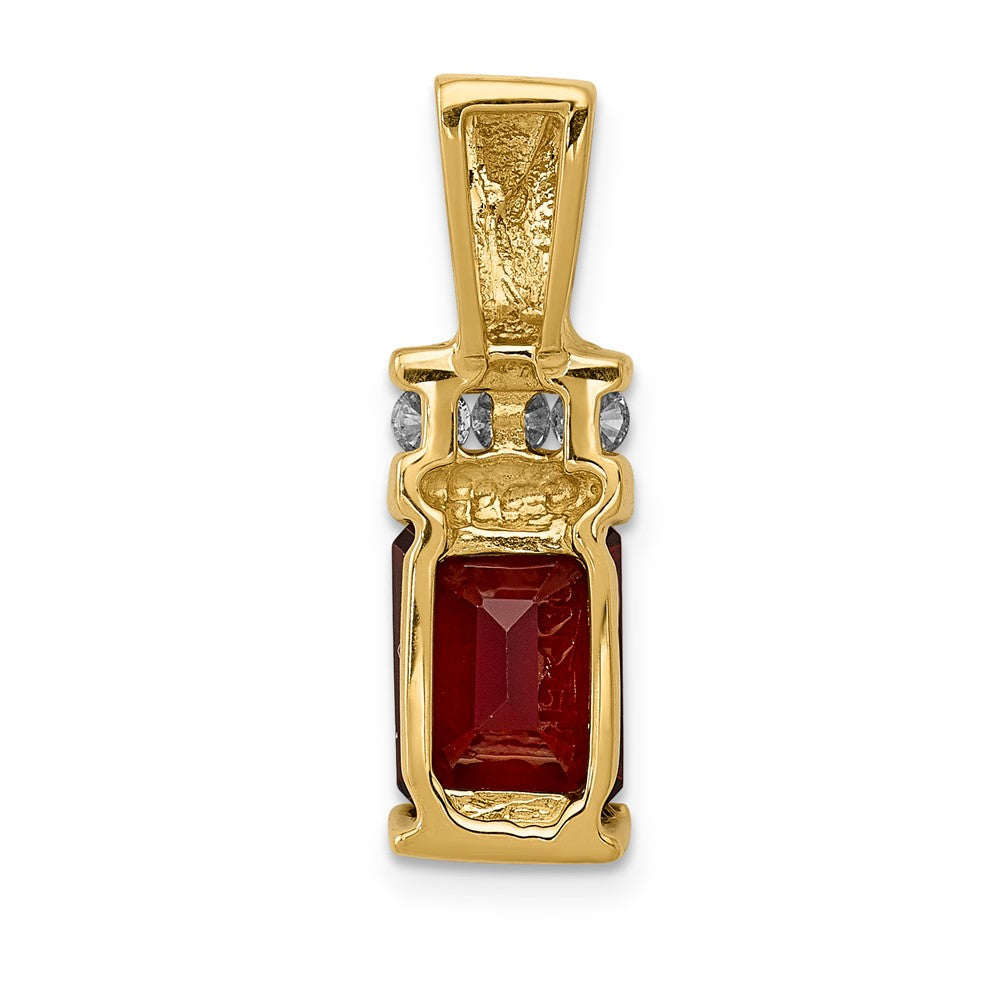 14k 8x6mm Emerald Cut Garnet A Diamond Slide