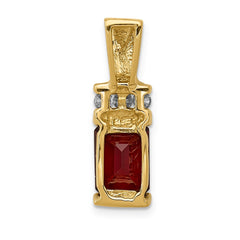 14k 8x6mm Emerald Cut Garnet A Diamond Slide