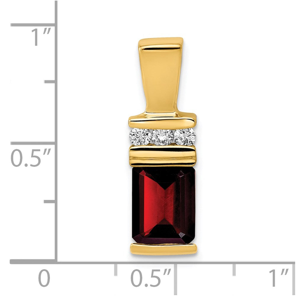 14k 8x6mm Emerald Cut Garnet A Diamond Slide