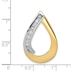 14k Two-Tone Complete 3/8 carat AAA Diamond Teardrop Slide Fits up to 8mm Regular/10mm Fancy or Reversible Omega