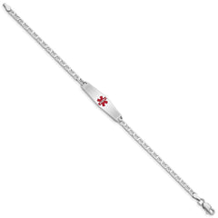 Sterling Silver Rhodium-plated Medical ID Anchor Link Bracelet - 7