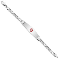Sterling Silver Rhodium-plated Medical ID Anchor Link Bracelet - 22