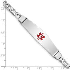 Sterling Silver Rhodium-plated Medical ID Anchor Link Bracelet - 22