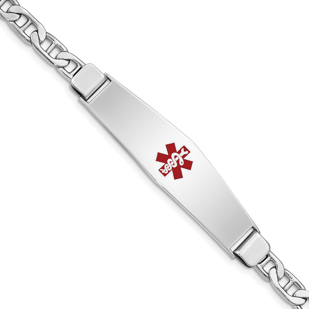 Sterling Silver Rhodium-plated Medical ID Anchor Link Bracelet - 22