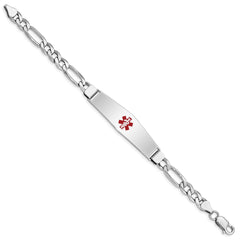 Sterling Silver Rhodium-plated Medical ID Figaro Link Bracelet - 7