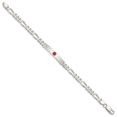 Sterling Silver Polished Medical Figaro Anchor Link ID Bracelet - 11