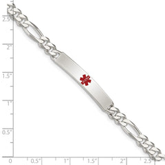 Sterling Silver Polished Medical Figaro Anchor Link ID Bracelet - 11