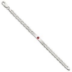 Sterling Silver Polished Medical Anchor Link ID Bracelet - 8