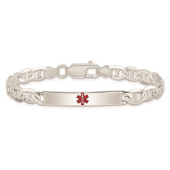 Sterling Silver Polished Medical Anchor Link ID Bracelet - 8
