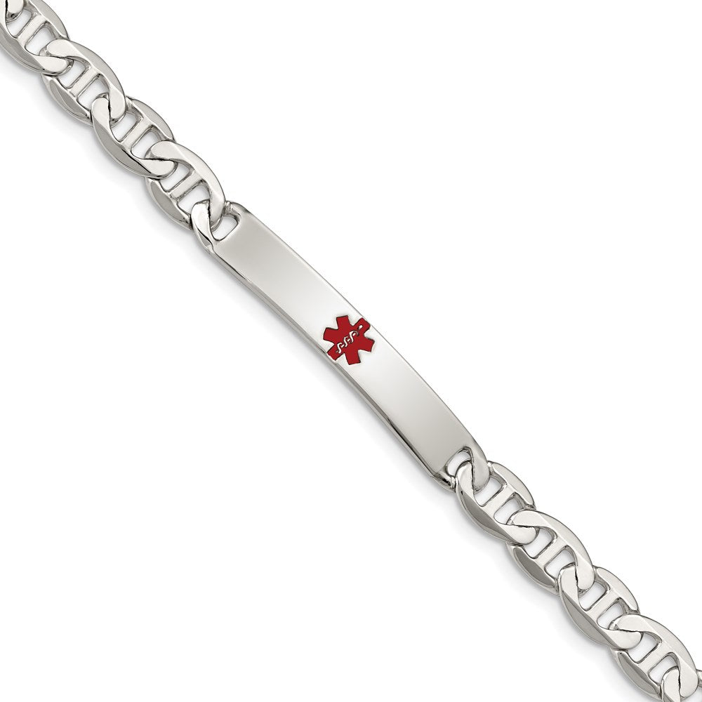 Sterling Silver Polished Medical Anchor Link ID Bracelet - 8