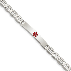 Sterling Silver Polished Medical Anchor Link ID Bracelet - 8