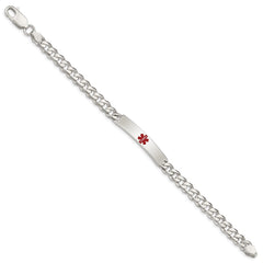 Sterling Silver Polished Medical Curb Link ID Bracelet - 15